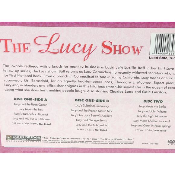 The Lucy Show Pink Tin Lunch Box New Sealed Included 2 DVD Lucille Ball 2009 - Picture 7 of 14